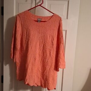 Chicos Vibrant Orange Embroidered Blouse